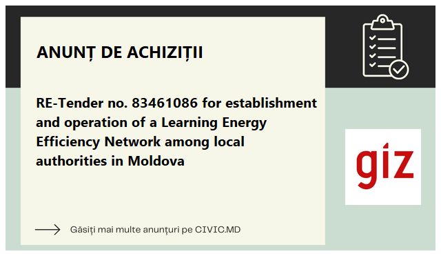 RE-Tender no. 83461086 for establishment and operation of a Learning Energy Efficiency Network among local authorities in Moldova