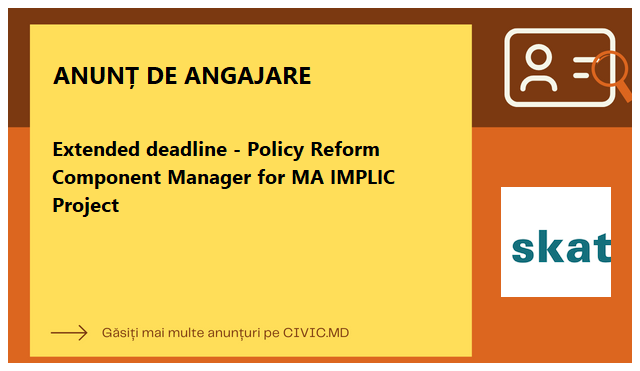 Extended deadline - Policy Reform Component Manager for MA IMPLIC Project