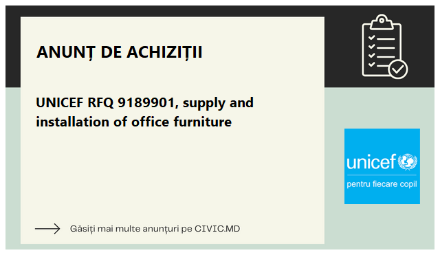UNICEF RFQ 9189901, supply and installation of office furniture