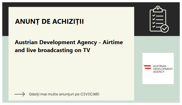Austrian Development Agency - Airtime and live broadcasting on TV