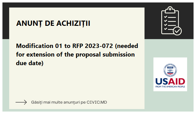 Modification 01 to RFP 2023-072 (needed for extension of the proposal submission due date)