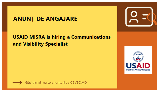 USAID MISRA is hiring a Communications and Visibility Specialist