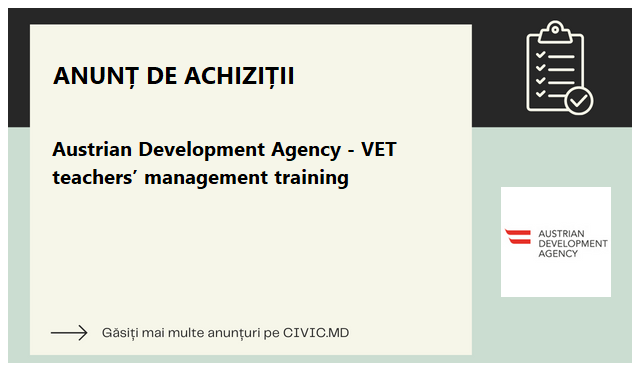 Austrian Development Agency - VET teachers’ management training