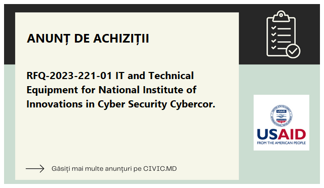 RFQ-2023-221-01 IT and Technical Equipment for National Institute of Innovations in Cyber Security Cybercor.