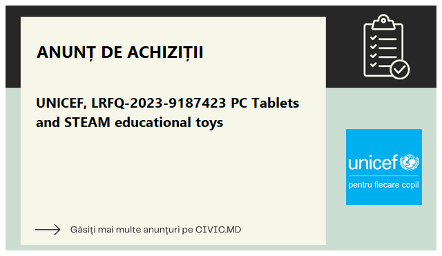  UNICEF, LRFQ-2023-9187423 PC Tablets and STEAM educational toys