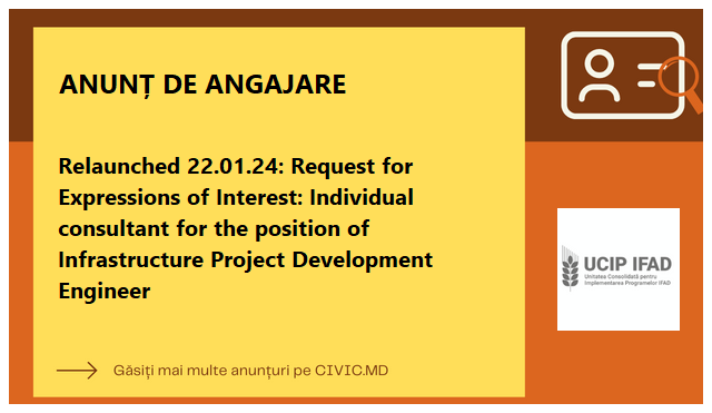 Relaunched 22.01.24: Request for Expressions of Interest: Individual consultant for the position of Infrastructure Project Development Engineer