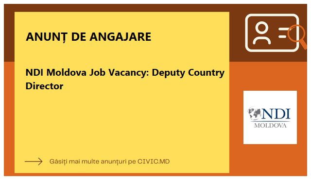 NDI Moldova Job Vacancy: Deputy Country Director