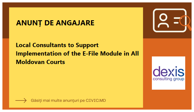 Local Consultants to Support Implementation of the E-File Module in All Moldovan Courts