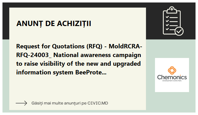 Request for Quotations (RFQ) - MoldRCRA-RFQ-24003_ National awareness campaign to raise visibility of the new and upgraded information system BeeProtect