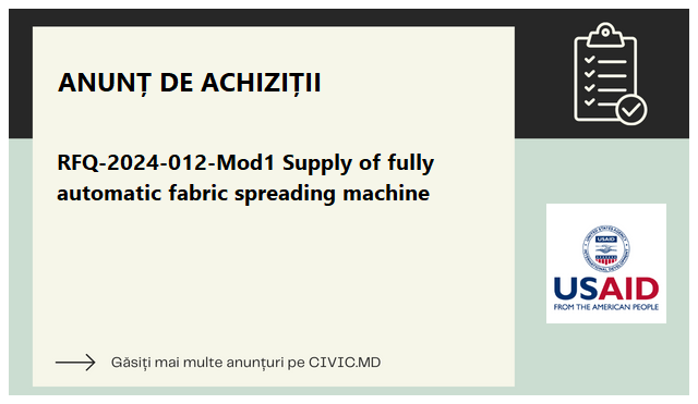 RFQ-2024-012-Mod1 Supply of fully automatic fabric spreading machine 