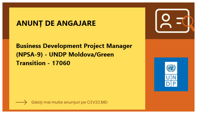 Business Development Project Manager (NPSA-9) - UNDP Moldova/Green Transition - 17060