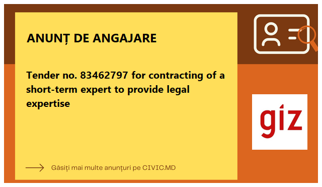 Tender no. 83462797 for contracting of a short-term expert to provide legal expertise