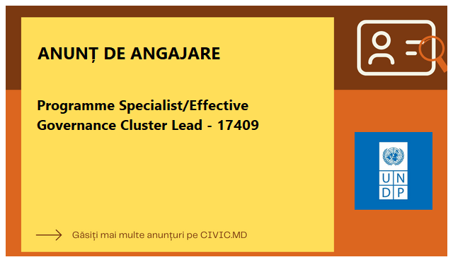 Programme Specialist/Effective Governance Cluster Lead - 17409