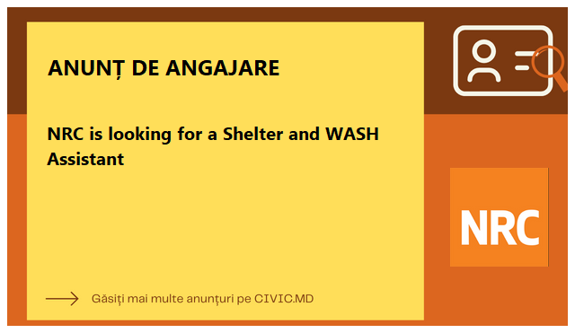 NRC is looking for a Shelter and WASH Assistant