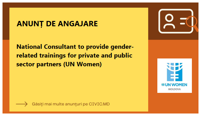 National Consultant to provide gender-related trainings for private and public sector partners (UN Women)