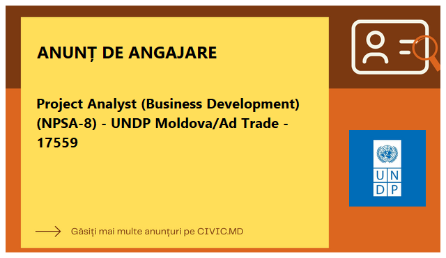 Project Analyst (Business Development) (NPSA-8) - UNDP Moldova/Ad Trade - 17559