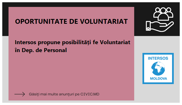 Intersos propune posibilități fe Voluntariat în Dep. de Personal