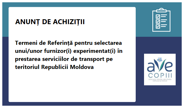 Asociaţia pentru Abilitarea Copilului şi Familiei AVE Copiii Asociaţia pentru Abilitarea Copilului şi Familiei AVE Copiii